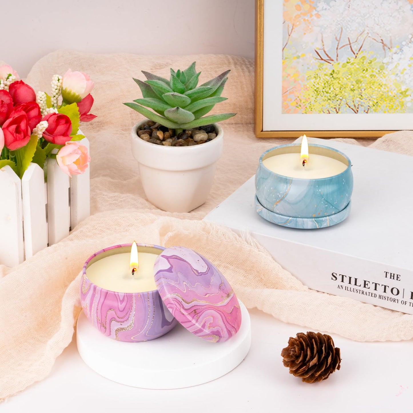 Aromatherapy Candles Gift Set for Women - 4 Pack, 80 Hours Long Lasting, Home Scented, Gifts for Christmas, Birthday & Valentine's Day