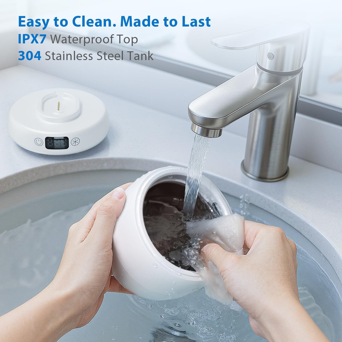 CANHOPE Ultrasonic Retainer Cleaner – 42kHz, IPX7, 3 Timers, Quiet