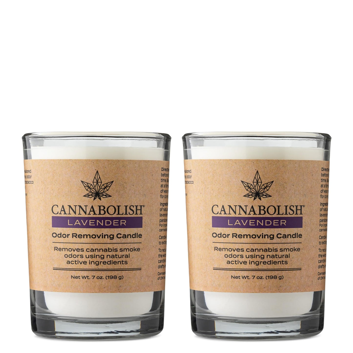 Cannabolish Lavender Smoke Odor Eliminating Candle – 7 oz (Pack of 2) | Natural Ingredients
