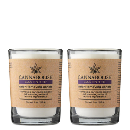 Cannabolish Lavender Smoke Odor Eliminating Candle – 7 oz (Pack of 2) | Natural Ingredients