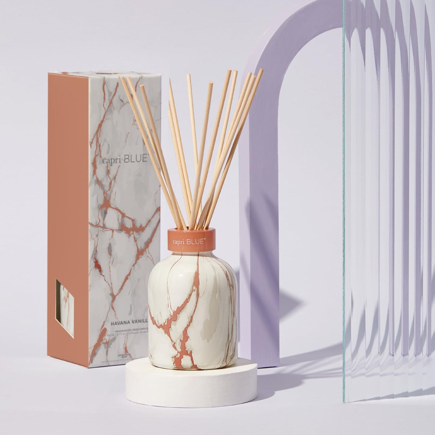 Capri Blue Havana Vanilla Modern Marble Reed Diffuser Set - 5.7 fl oz