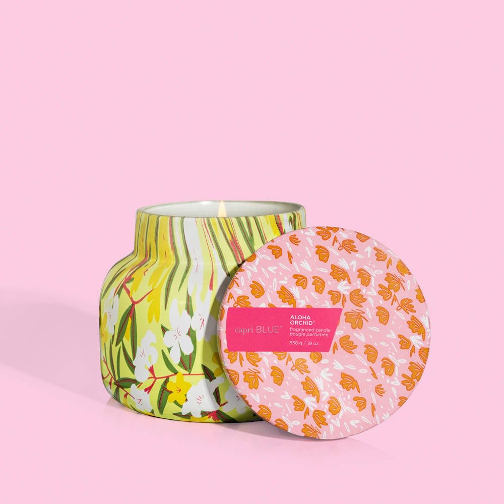 Capri Blue Aloha Orchid Pattern Play Jar Candle – 19 oz Soy Wax | Floral Notes