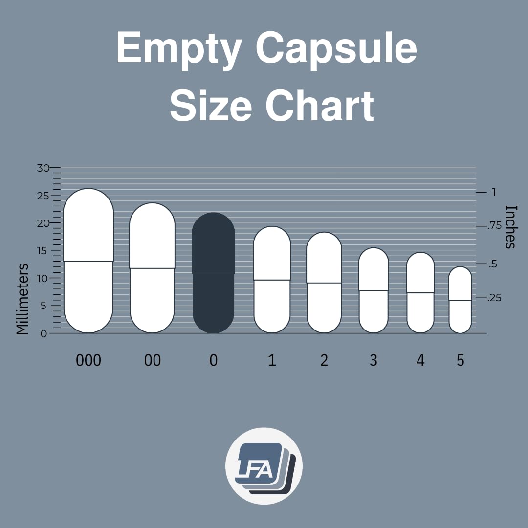Empty Capsules Size 0 – Bulk Gelatin Capsules (0-5000 Count) Halal Beef Gel Caps for Capsule Filling Machines