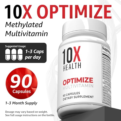 10X Health System Optimize Multivitamin for Men – 90 Capsules | 34-in-1 Methylated Formula, 5-MTHF, NAC, 800 mcg B12