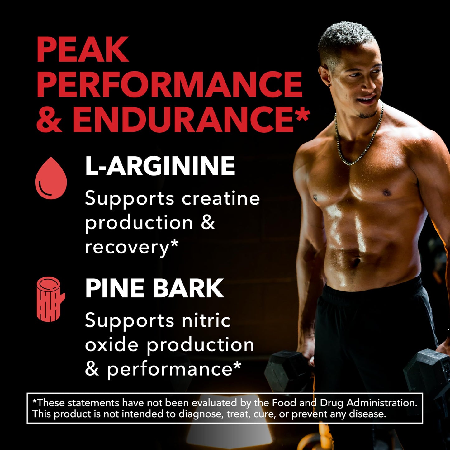 L-Arginine 1800mg & Pine Bark 100mg – Nitric Oxide for Men (90 Count)