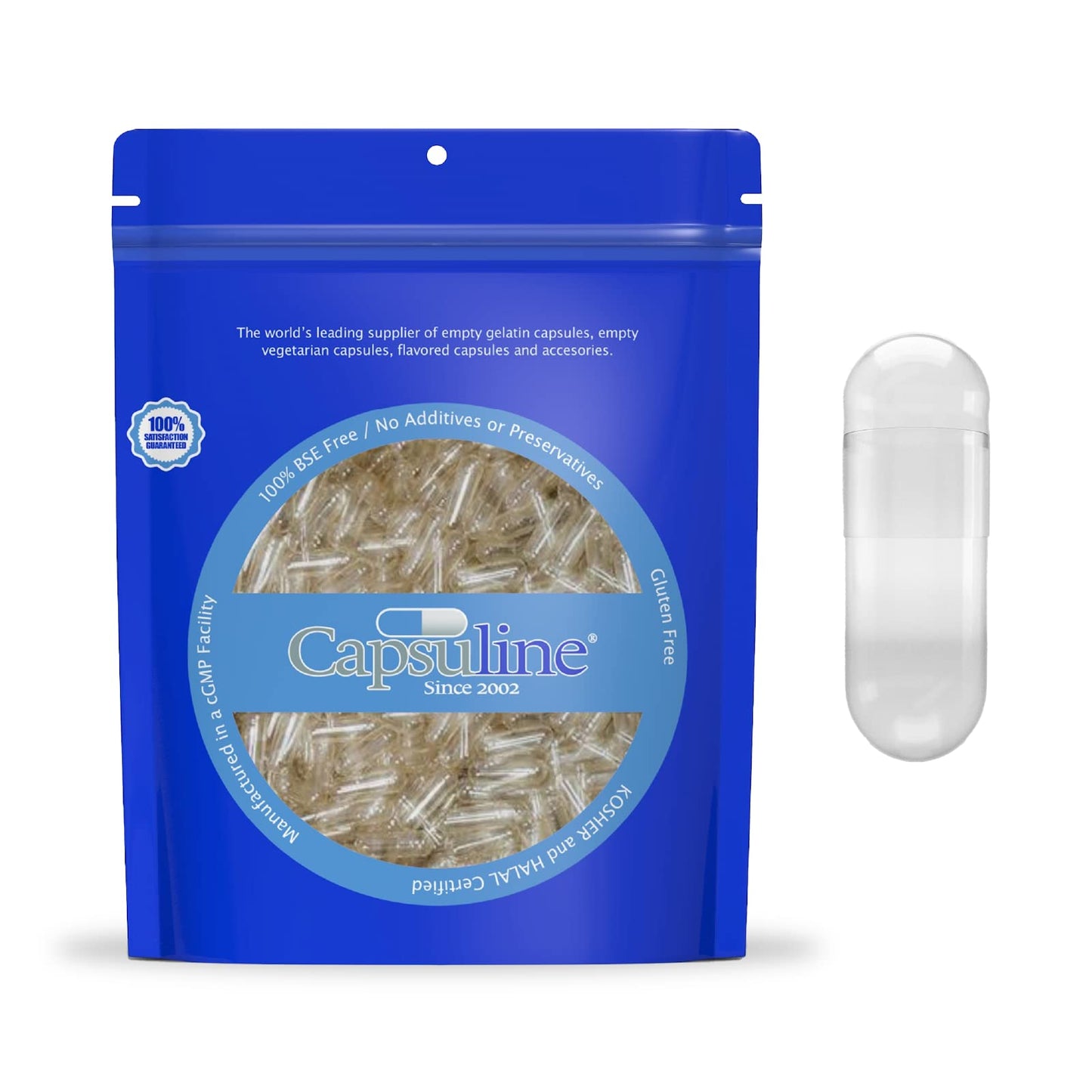 Capsuline Size 000 Gelatin Empty Capsules – 5000 Count, Kosher & Gluten Free