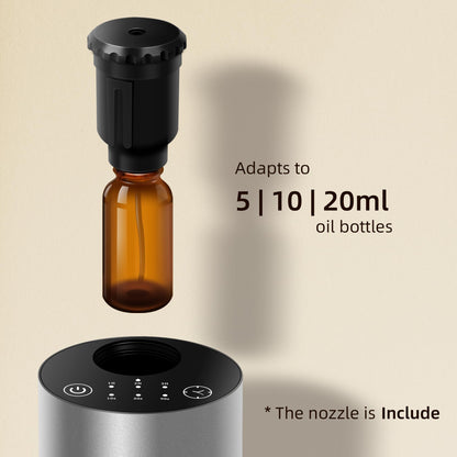 Waterless Essential Oil Diffuser – Battery Powered Car Diffuser with 3 Mist Levels and Timer (Silver)