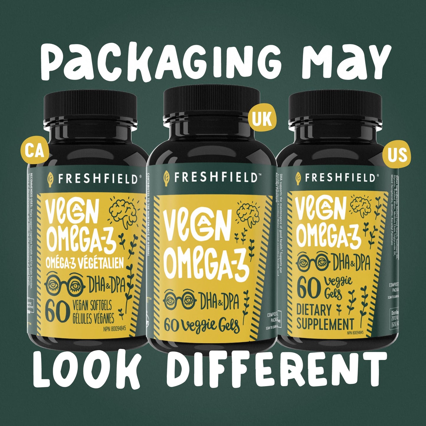 Freshfield Vegan Omega-3 from Algae - Plant-Based DHA + DPA, 3rd-Party Tested