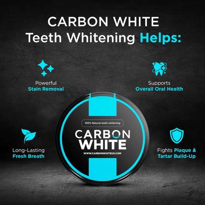 CARBON WHITE Teeth Whitening Powder - Natural Coconut Charcoal 30g