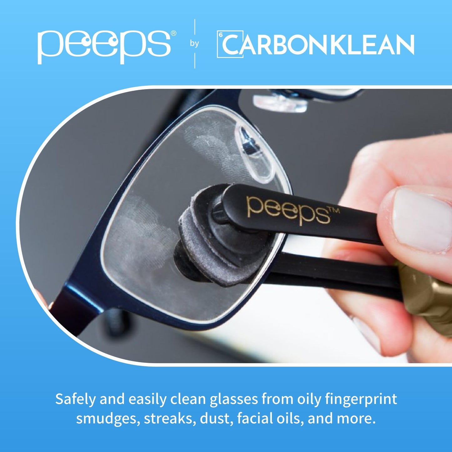 CarbonKlean Peeps Glasses Cleaner - Eyeglasses & Reading Glasses (2 Count)