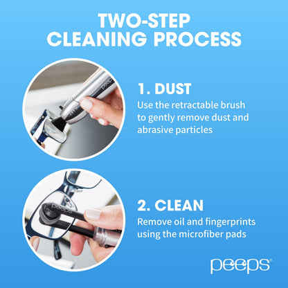 CarbonKlean Peeps Glasses Cleaner - Carbon Microfiber Tech, Soft Touch Blue, 3 Count