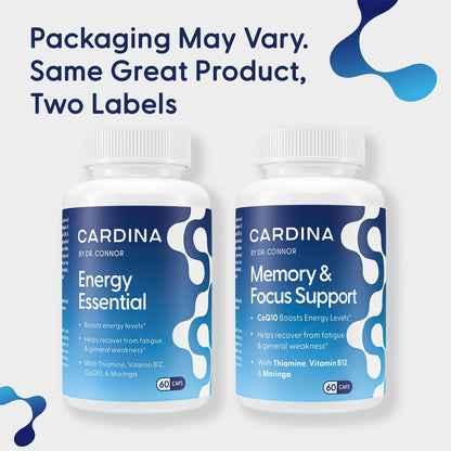 Cardina B12 Vitamins for Women and Men – Brain Memory & Focus Support with Thiamine B1 & COQ10 | 60 Ct
