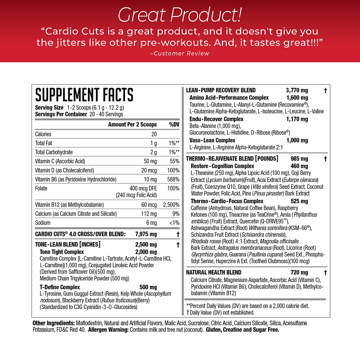 Cardio Cuts NDS Nutrition 4.0 Pre-Workout – Weight Loss & Fat Burn (Miami Sunrise, 40 Servings)