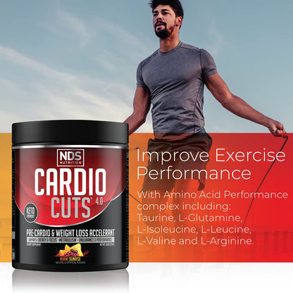 Cardio Cuts NDS Nutrition 4.0 Pre-Workout – Weight Loss & Fat Burn (Miami Sunrise, 40 Servings)