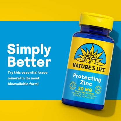 Nature's Life Zinc Picolinate 30mg + Copper 2mg – Immune, Cardiovascular & Skin Support