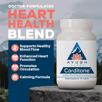 Ayush Herbs Carditone – Natural Heart Health Supplement with Rauwolfia, Arjuna, Calcium & Magnesium | 60 Vegetarian Caplets