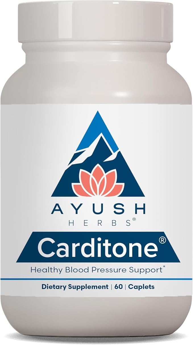 Ayush Herbs Carditone - Natural Heart Health Support with Rauwolfia, Arjuna, Calcium & Magnesium - 60 Vegetarian Caplets