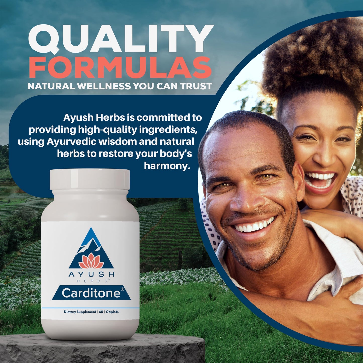 Ayush Herbs Carditone - Natural Heart Health Support with Rauwolfia, Arjuna, Calcium & Magnesium - 60 Vegetarian Caplets