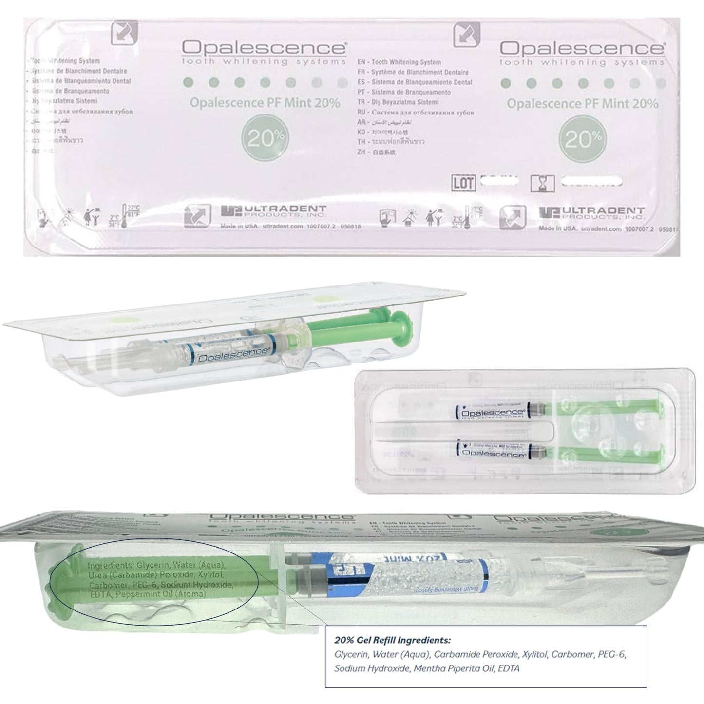 Opalescence 20% Teeth Whitening Refill Kit (4 Syringes) – Ultradent Mint