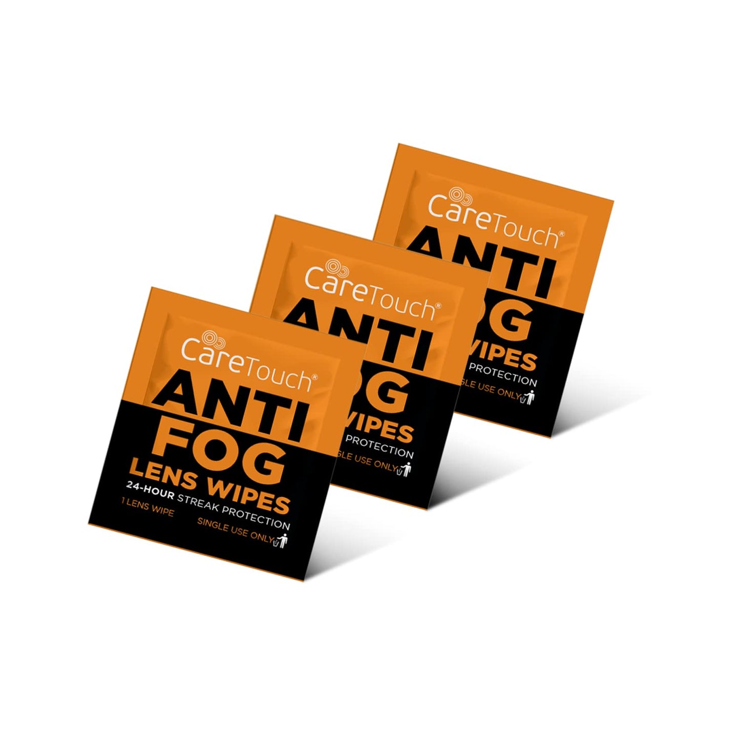 Care Touch Anti-Fog Wipes for Glasses - 100 Individually Wrapped Lenses Wipes