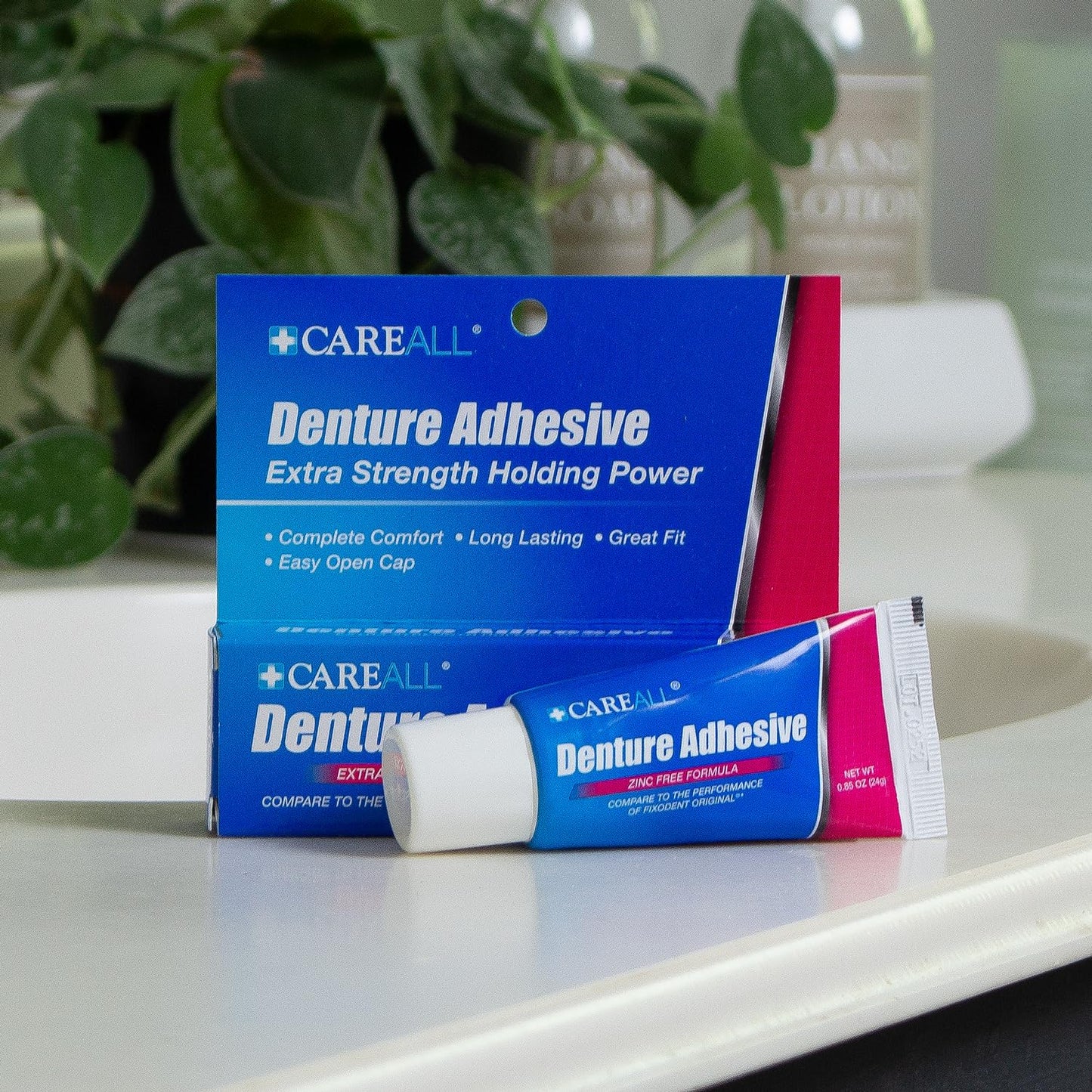 CareAll Denture Adhesive 0.85 oz – Pack of 6, Zinc-Free, Original Maximum Hold