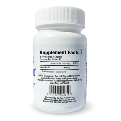 CAREFAST Pure Melatonin 60mg – 120 Capsules | Sleep Aid, Non-Habit Forming