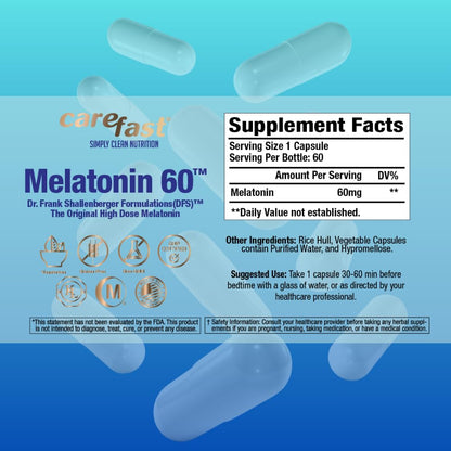 CAREFAST Pure Melatonin 60mg – 120 Capsules | Sleep Aid, Non-Habit Forming