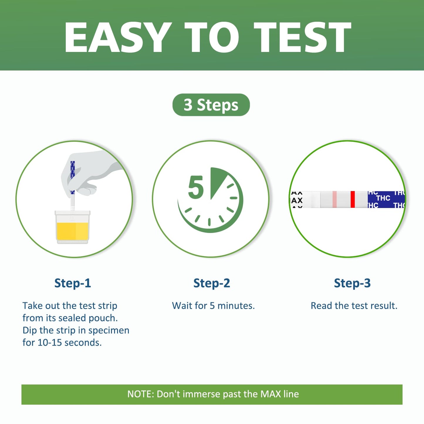 Carethetic THC Test Kit - Marijuana Urine Test Strips, 15-Pack, 45-Day Detection, 99% Accurate - Home Use