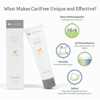 CariFree Gel 1100 Citrus – Anti-Cavity Fluoride Toothpaste with Nano Hydroxyapatite