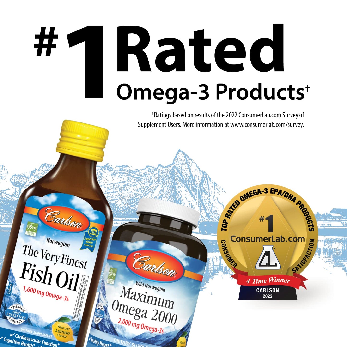Carlson Super DHA Gems – 500 mg DHA, Wild-Caught Arctic Omega-3, 180 Softgels