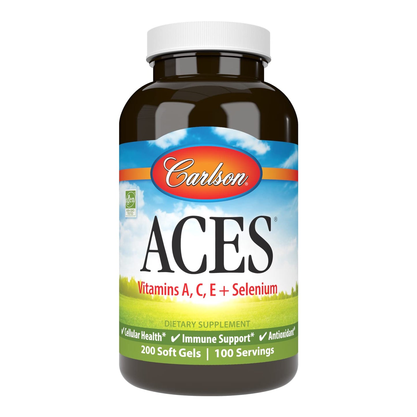 Carlson ACES Vitamins A, C, E + Selenium – Immune Support & Antioxidant (200 Softgels)