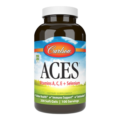 Carlson ACES Vitamins A, C, E + Selenium – Immune Support & Antioxidant (200 Softgels)