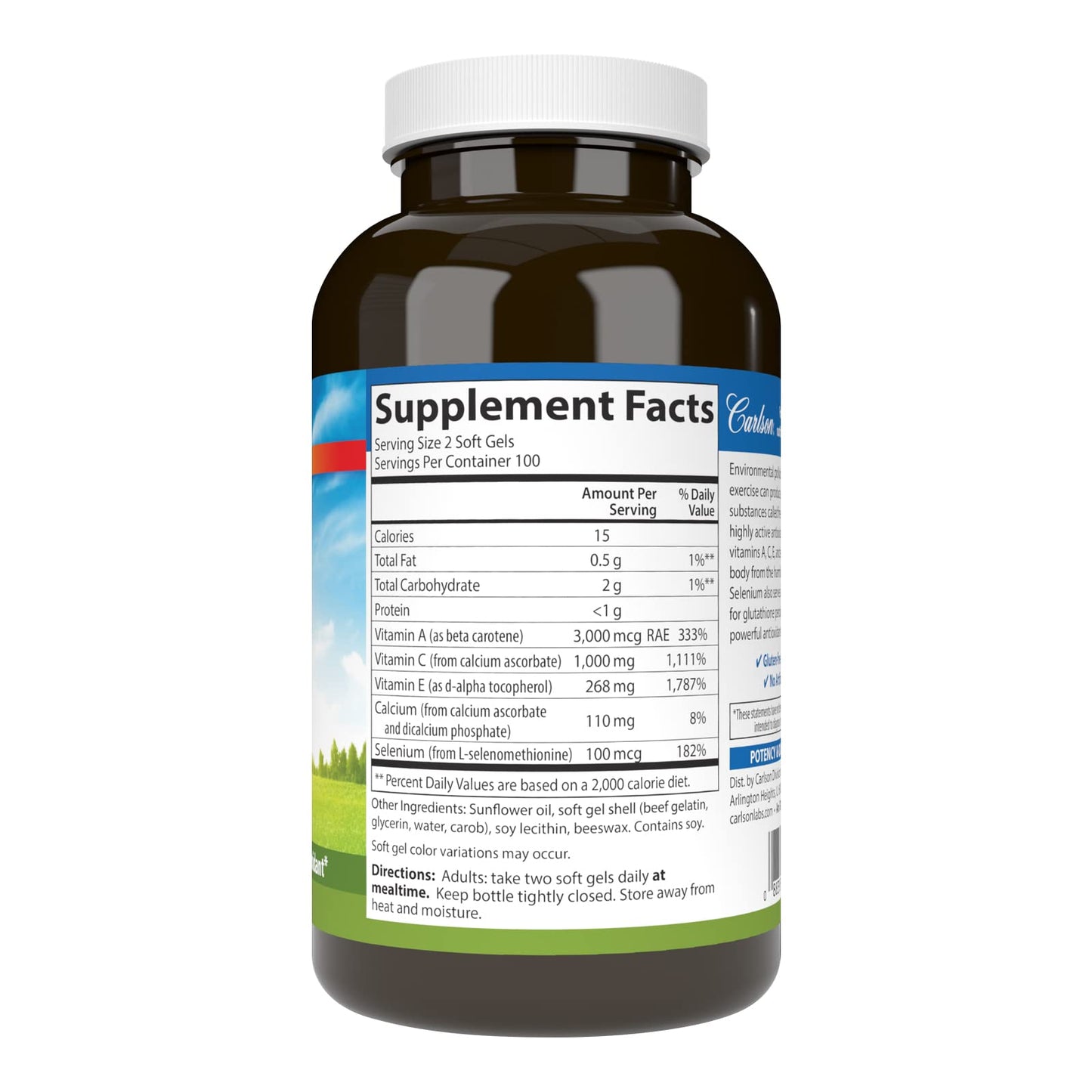 Carlson ACES Vitamins A, C, E + Selenium – Immune Support & Antioxidant (200 Softgels)