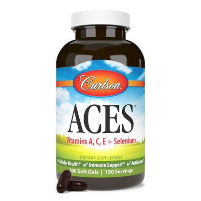 Carlson ACES - Vitamins A, C, E + Selenium for Cellular Health & Immune Support | Antioxidant - 300 Softgels