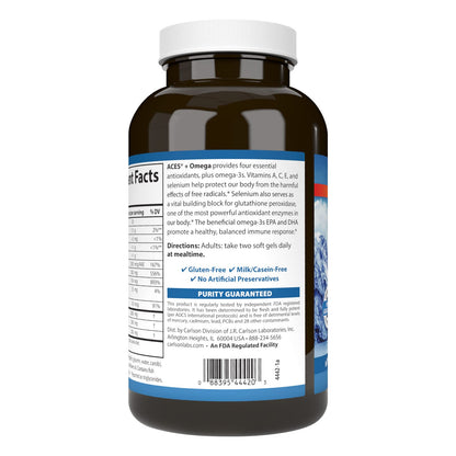 Carlson ACES + Omega – Vitamins A, C, E, Selenium & Omega-3s (EPA/DHA) – 180 Softgels