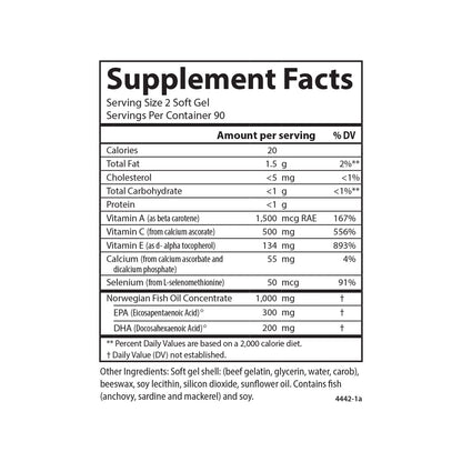 Carlson ACES + Omega – Vitamins A, C, E, Selenium & Omega-3s (EPA/DHA) – 180 Softgels