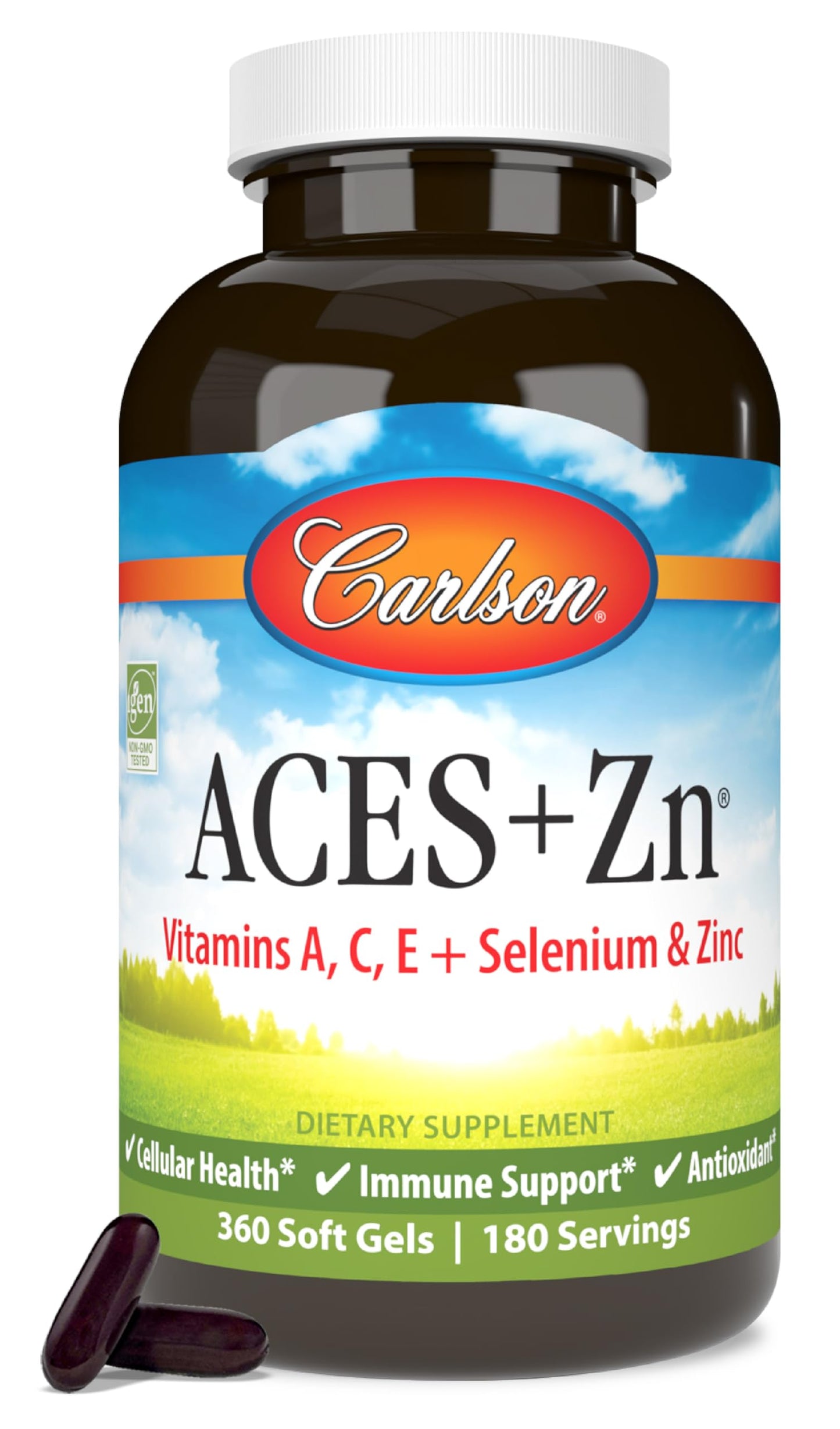 Carlson ACES + Zn Multivitamin with Zinc – Immune Support, Antioxidants, 360 Softgels