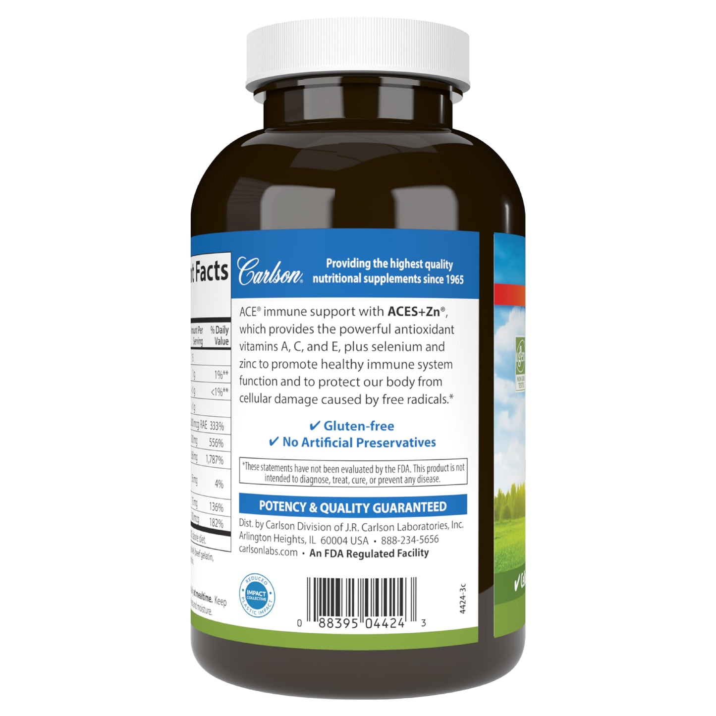 Carlson ACES + Zn Multivitamin with Zinc – Immune Support, Antioxidants, 360 Softgels