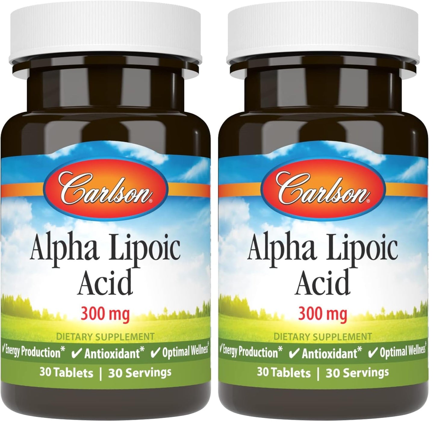 Carlson Alpha Lipoic Acid 300 mg – Energy Production & Universal Antioxidant (30 Tablets, Pack of 2)
