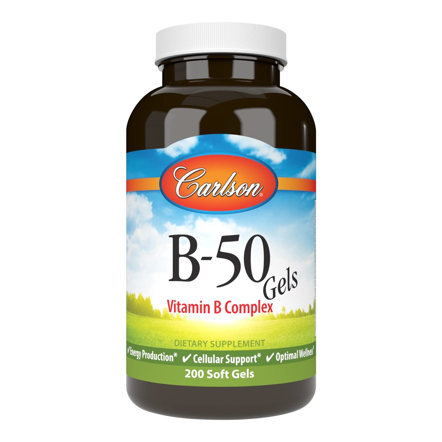 Carlson B-50 Gels | Vitamin B Complex for Energy Production & Cellular Support | 200 Softgels