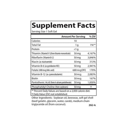 Carlson B-50 Gels | Vitamin B Complex for Energy Production & Cellular Support | 200 Softgels