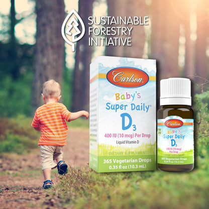 Carlson Baby D3 400 IU Drops – 365 Drops, Vegetarian & Unflavored