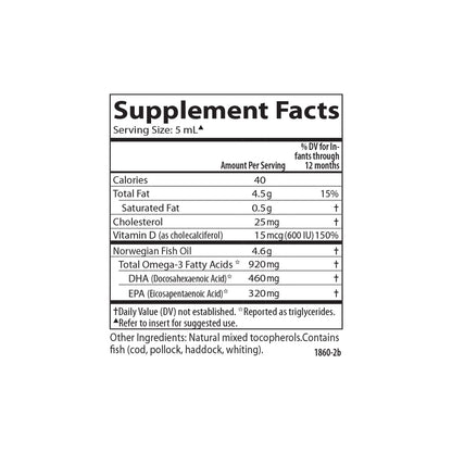Carlson Baby's DHA Liquid – 920 mg Omega-3s + 600 IU Vitamin D3 (60 mL)