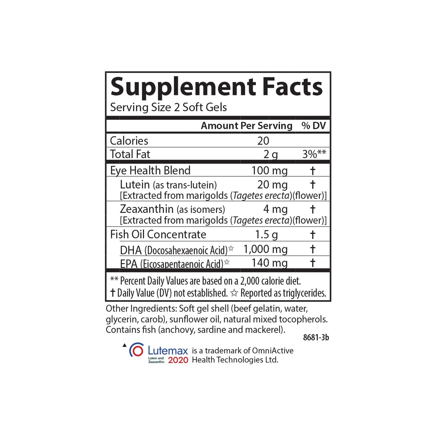 Carlson - Right for The Macula, Clinically Proven to Support Vision Health, Macular Health, Blue Light Protection & Eye Function, 120 Softgels