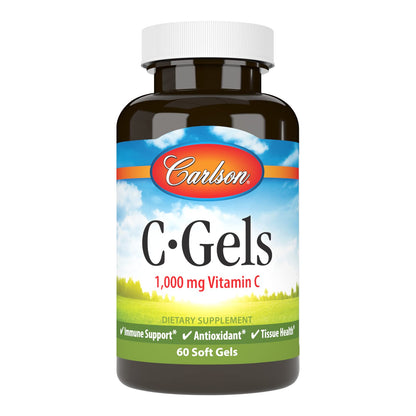 Carlson C-Gel 1000 mg Vitamin C – Immune Support & Tissue Health | 60 Soft Gels