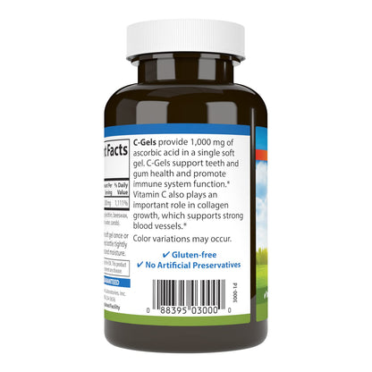 Carlson C-Gel 1000 mg Vitamin C – Immune Support & Tissue Health | 60 Soft Gels