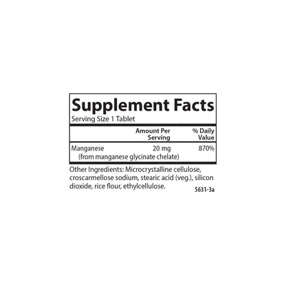 Carlson Chelated Manganese 20 mg | Superior Absorption | 100 Tablets (Pack of 2)
