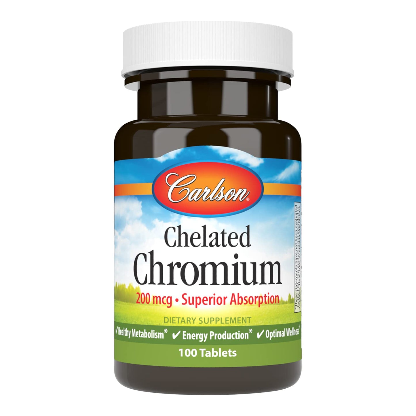 Carlson Chelated Chromium 200 mcg - Superior Absorption, 100 Tablets