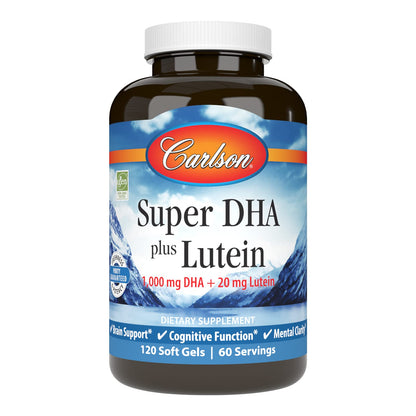 Carlson Super DHA Plus Lutein – 1000 mg DHA + 20 mg Lutein, 120 Softgels