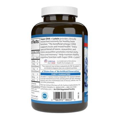 Carlson Super DHA Plus Lutein – 1000 mg DHA + 20 mg Lutein, 120 Softgels